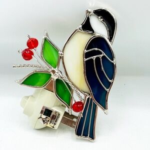 Stained Glass Chickadee Night Light Plug In